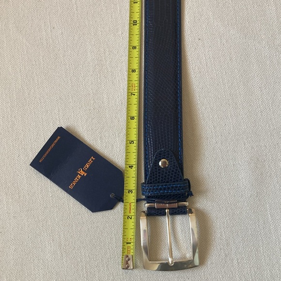NWT | LINKS & KINGS | Exotic Lizard Luxury Belt in Navy - Picture 4 of 16